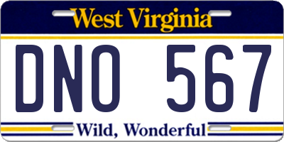 WV license plate DNO567