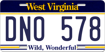 WV license plate DNO578