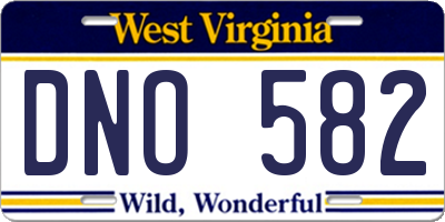WV license plate DNO582