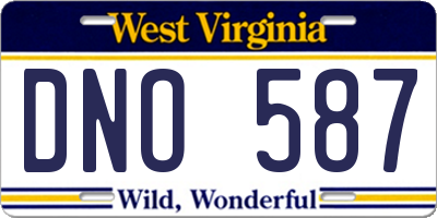 WV license plate DNO587