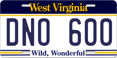 WV license plate DNO600