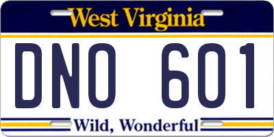 WV license plate DNO601