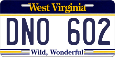 WV license plate DNO602