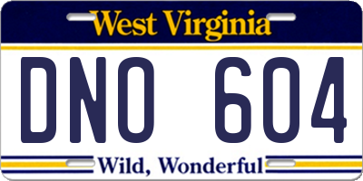 WV license plate DNO604