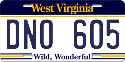 WV license plate DNO605