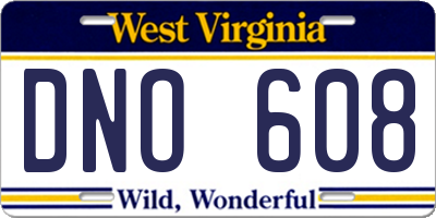 WV license plate DNO608