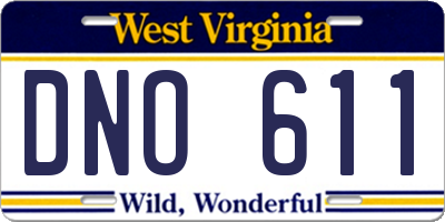 WV license plate DNO611