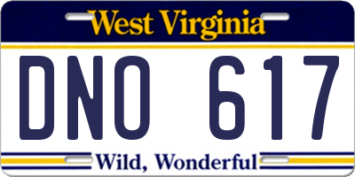 WV license plate DNO617