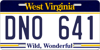WV license plate DNO641