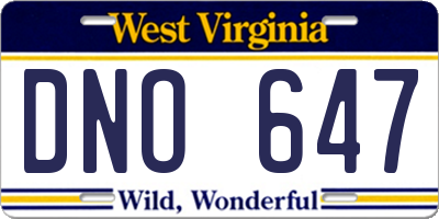 WV license plate DNO647