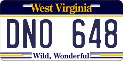 WV license plate DNO648