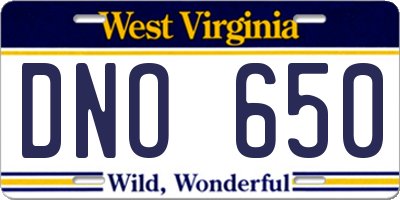 WV license plate DNO650