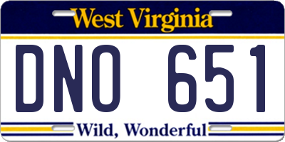 WV license plate DNO651