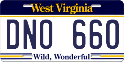 WV license plate DNO660