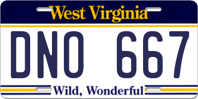 WV license plate DNO667