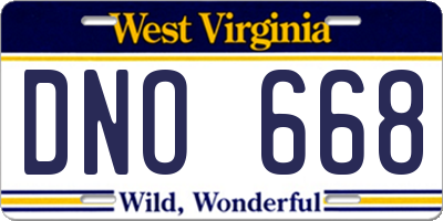WV license plate DNO668