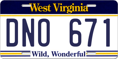 WV license plate DNO671
