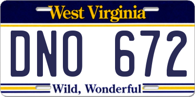 WV license plate DNO672