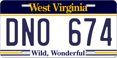 WV license plate DNO674