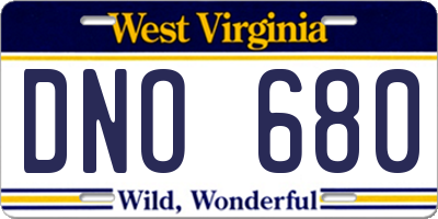 WV license plate DNO680