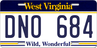 WV license plate DNO684