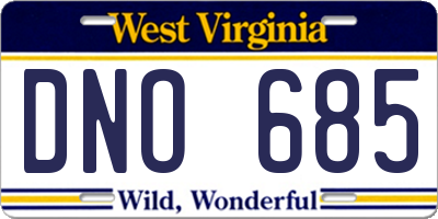 WV license plate DNO685