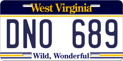 WV license plate DNO689