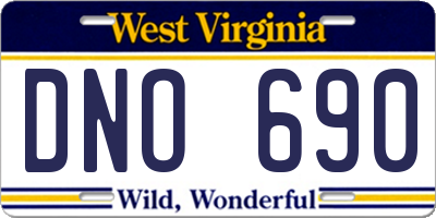 WV license plate DNO690