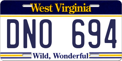 WV license plate DNO694