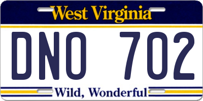 WV license plate DNO702