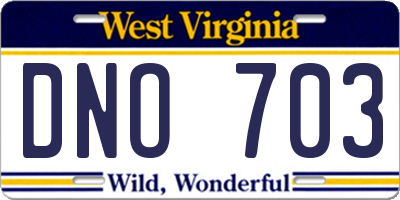 WV license plate DNO703