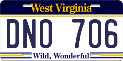 WV license plate DNO706