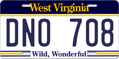 WV license plate DNO708