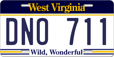 WV license plate DNO711