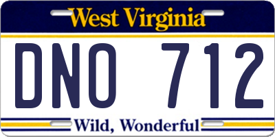 WV license plate DNO712