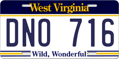 WV license plate DNO716