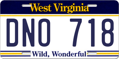 WV license plate DNO718