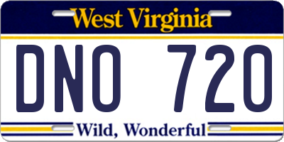 WV license plate DNO720