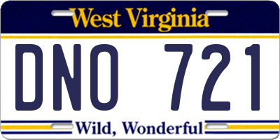WV license plate DNO721