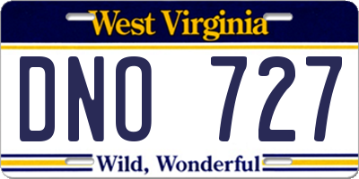 WV license plate DNO727