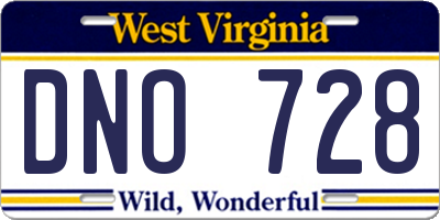 WV license plate DNO728