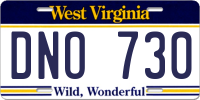 WV license plate DNO730