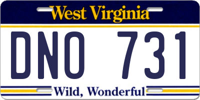 WV license plate DNO731