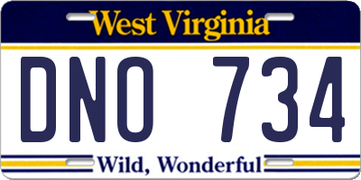 WV license plate DNO734