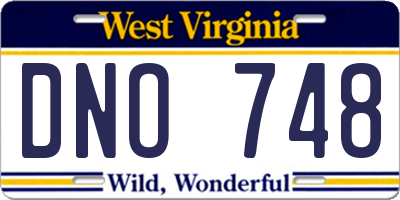 WV license plate DNO748