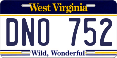 WV license plate DNO752