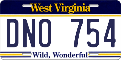 WV license plate DNO754