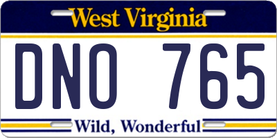 WV license plate DNO765