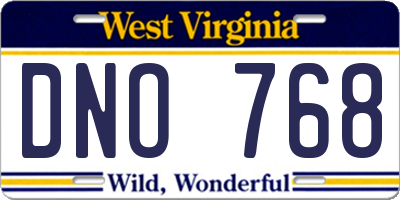 WV license plate DNO768