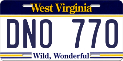 WV license plate DNO770